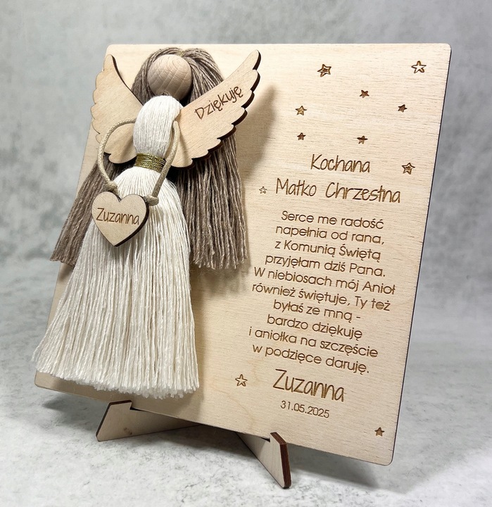 PODZIĘKOWANIE dla MATKI CHRZESTNEJ komunia ANIOŁEK MAKRAMA