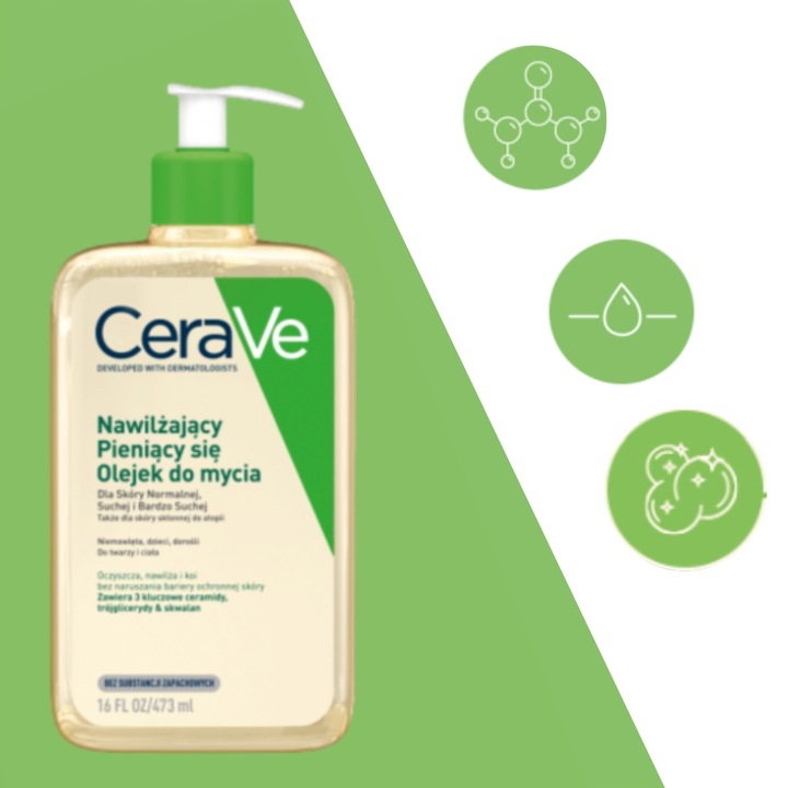 Olejek Nawilżający CeraVe Pieniący Się Do Mycia Twarzy i Ciała 473ml