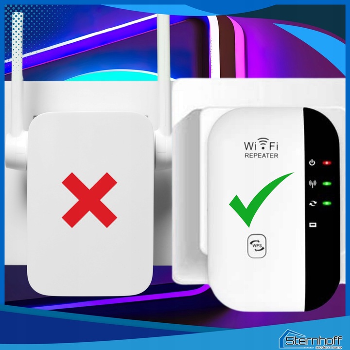 WZMACNIACZ SYGNAŁU SIECI WIFI MOCNY ZASIĘG 300 Mb/s +KABEL LAN NIE PRZERYWA