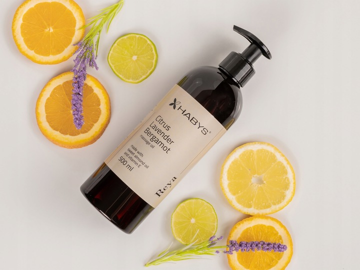 OLEJEK DO MASAŻU REYA CYTRUS 500 ML UJĘDRNIA NAWILŻA WITAMINA E HABYS