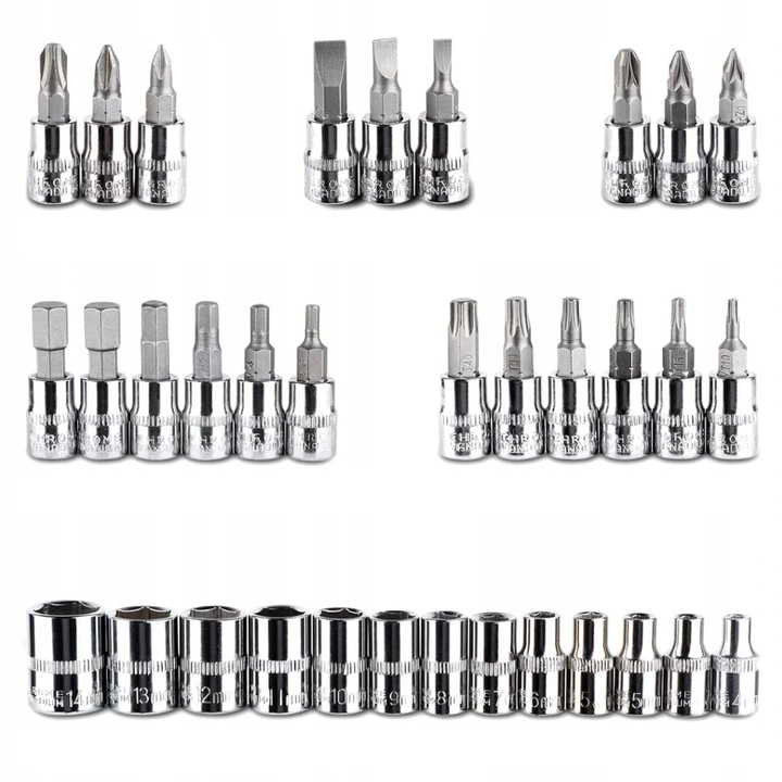 Zestaw klucze NASADKI 1/4 narzędzia klucze grzechotka TORX BITY INBUS