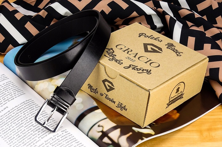 Pasek skórzany CZARNY DAMSKI SKÓRA NATURALNA 130CM GRACIO