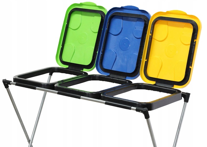 KOSZ STOJAK NA 3 WORKI DO SEGREGACJI ŚMIECI KOSZ NA ŚMIECI 3 STANOWISKA