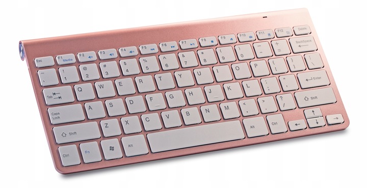 Klawiatura bezprzewodowa rose gold do komputera QWERTY różowa mała bez num