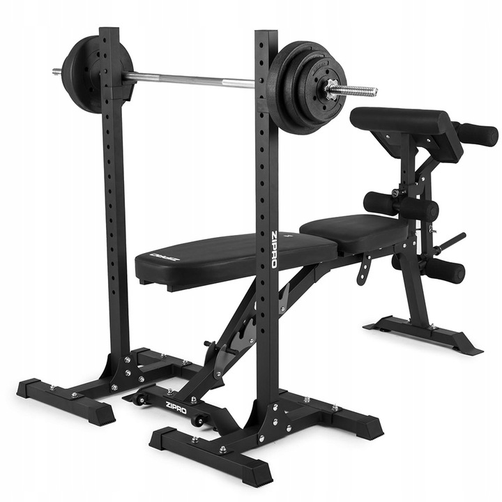 Ławka Treningowa Prosta Ławeczka do ćwiczeń + Stojaki Regulowane 2w1 Zipro