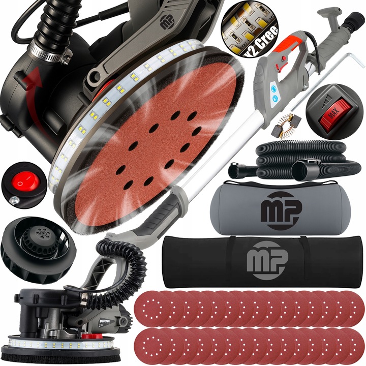 SZLIFIERKA ŻYRAFA majster PRO Polska ŚCIAN TYNKÓW LED TORBA 2000W