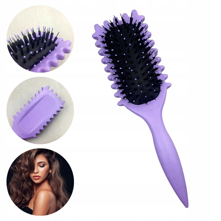 Szczotka Do Włosów Kręconych Definiująca Loki Włosie Dzika Do LokówFiolet