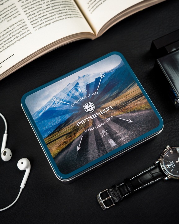 PETERSON modny portfel męski skórzany nubuk RFID na prezent