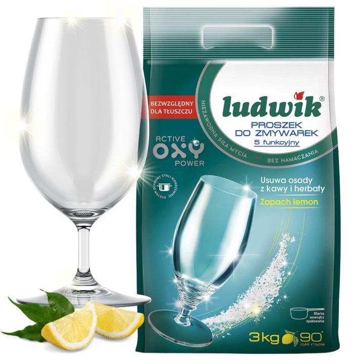 Proszek do zmywarek Ludwik 5-funkcyjny worek 3 kg WYDAJNY CZYSTE NACZYNIA