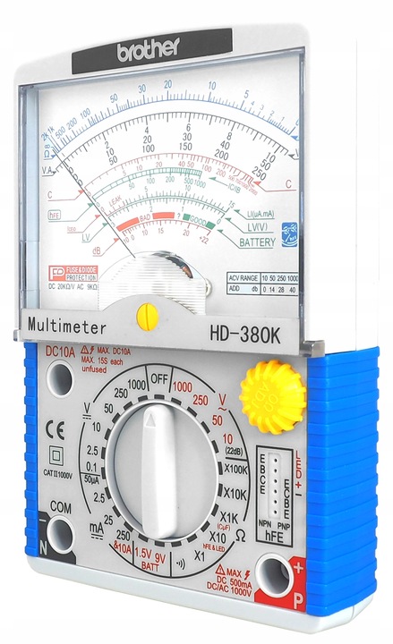 PROFESJONALNY MIERNIK ANALOGOWY MULTIMETR BROTHER HD-380K BUZZER TEST