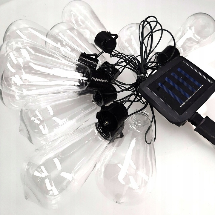 GIRLANDY SOLARNE 5 Metrów 20 Żarówek LED Lampki Ozdobne Ogrodowe
