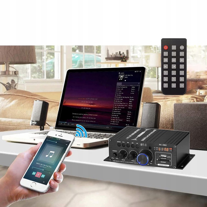 WZMACNIACZ AMPLITUNER RADIO SAMOCHODOWE GŁOŚNIK KARAOKE BLUETOOTH +