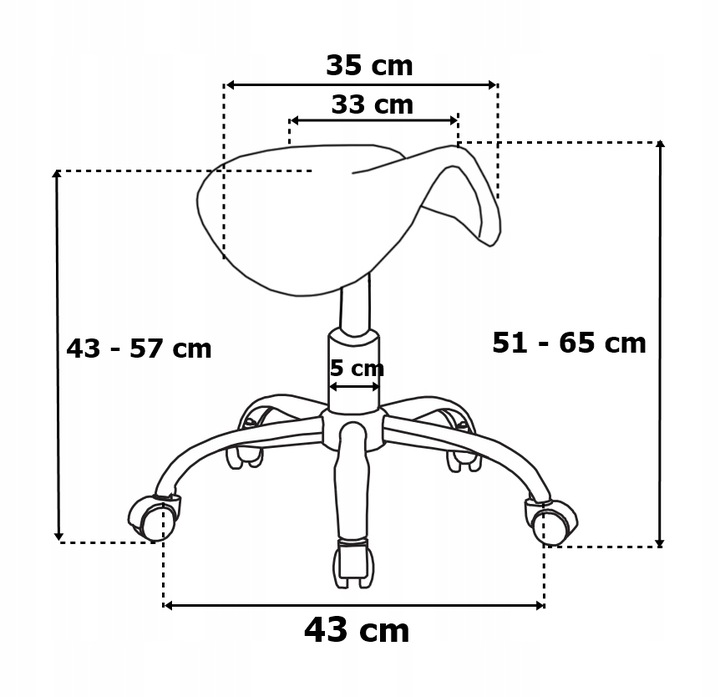 STOŁEK KOSMETYCZNY TABORET FRYZJERSKI NA KÓŁKACH REGULOWANY OBROTOWY