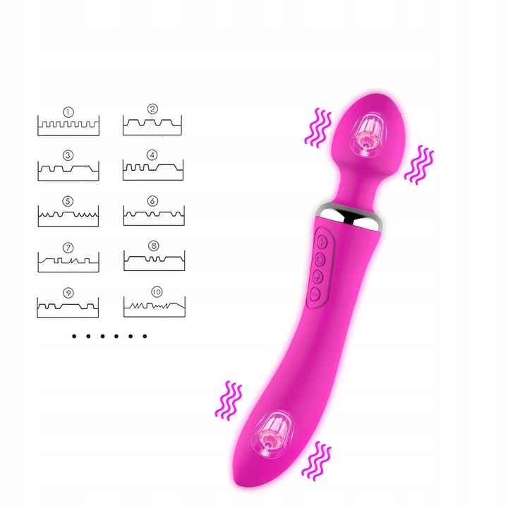 LUKSUSOWY WIBRATOR DAMSKI 2w1 PODGRZEWANY DO 45stC - USB DAWCA ORGAZMÓW