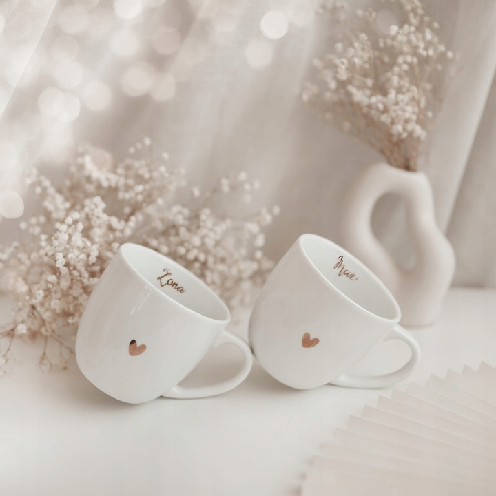 Prezent na ślub dla młodej pary Piękny zestaw porcelanowych kubków Mąż Żona