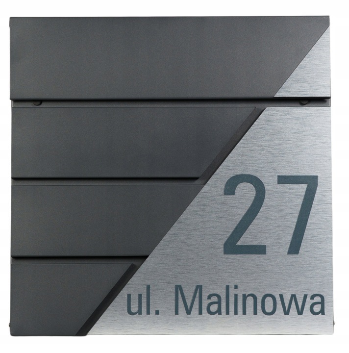 DUŻA SKRZYNKA NA LISTY Z ADRESEM NUMEREM DOMU ANTRACYT GAZETNIK