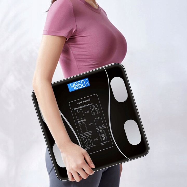 WAGA ŁAZIENKOWA BLUETOOTH SMART 25w1 180Kg ANALITYCZNA INTELIGENTNA + METR