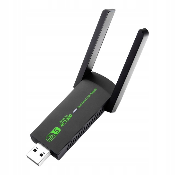 KARTA SIECIOWA WIFI USB ADAPTER 5GHz NA WI-FI 1300mbps 2 ANTENY ZEWNĘTRZNA