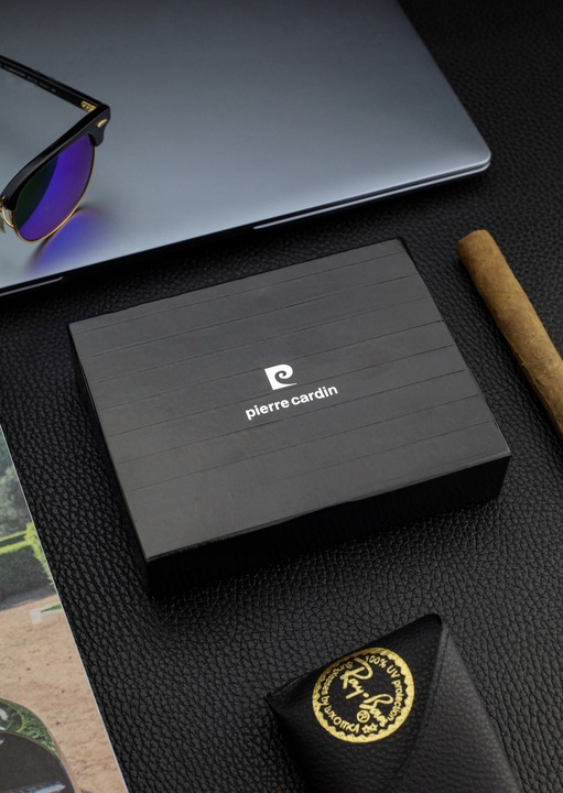 Portfel Męski Pierre Cardin Skórzany Czarny Pojemny RFID Torebka Certyfikat