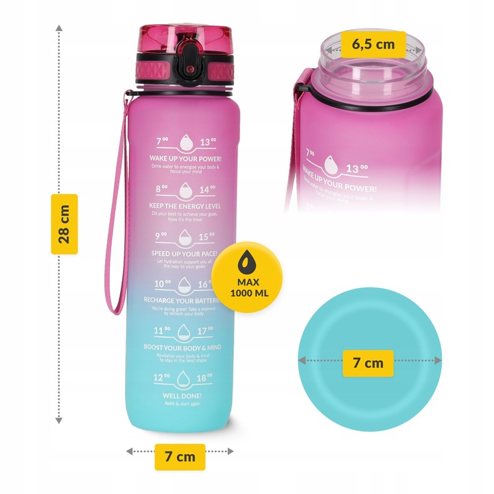 BIDON SPORTOWY SZCZELNA BUTELKA NA NAPÓJ WODĘ SOLIDNA TRITANOWA 1000 ml