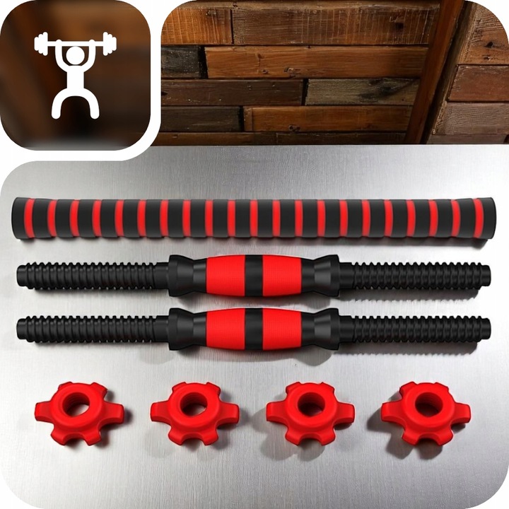 HANTLE 10kg BITUMICZNE 2x5kg + GRYF SZTANGA ZESTAW HANTLI REGULOWANYCH