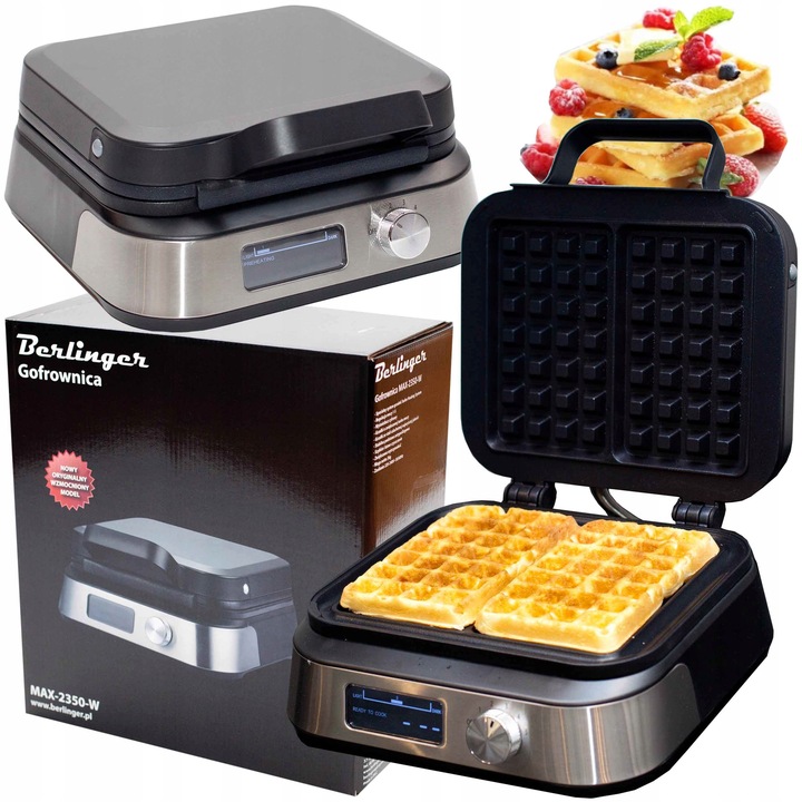 Gofrownica XXL z wyświetlaczem LCD | chrupiące gofry, regulacja