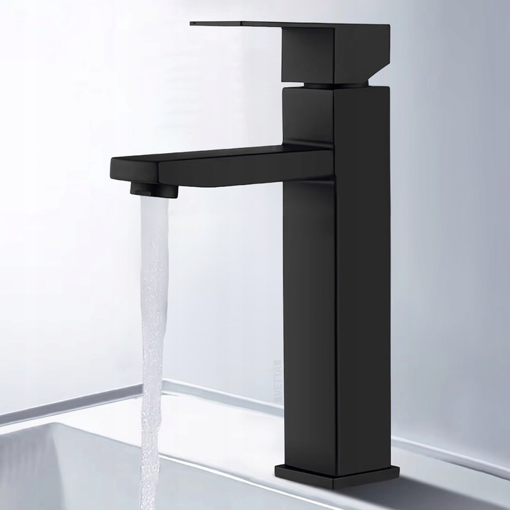 Bateria stojąca umywalkowa kran do umywalki zlewu czarna matowa WYSOKA