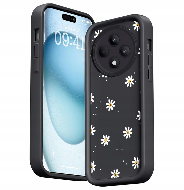 ETUI DO OPPO RENO 12 F 5G / 12 FS 5G SILIKON SOFT OCHRONA Stokrotki + SZKŁO