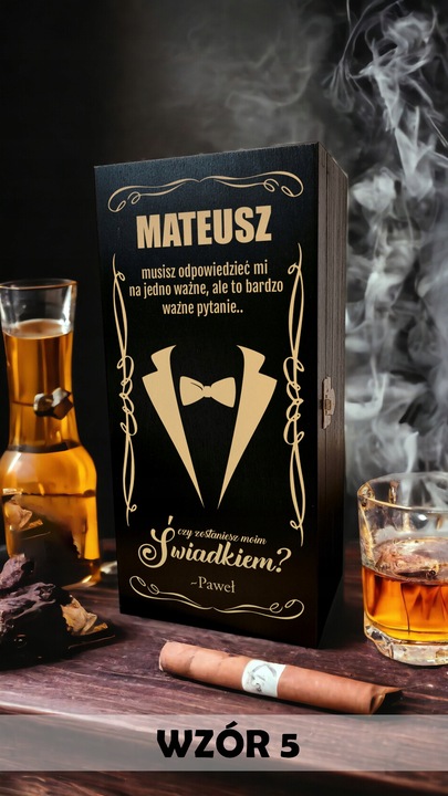 Pudełko na alkohol box PROŚBA O ŚWIADKOWANIE skrzynka prezent dla Świadka