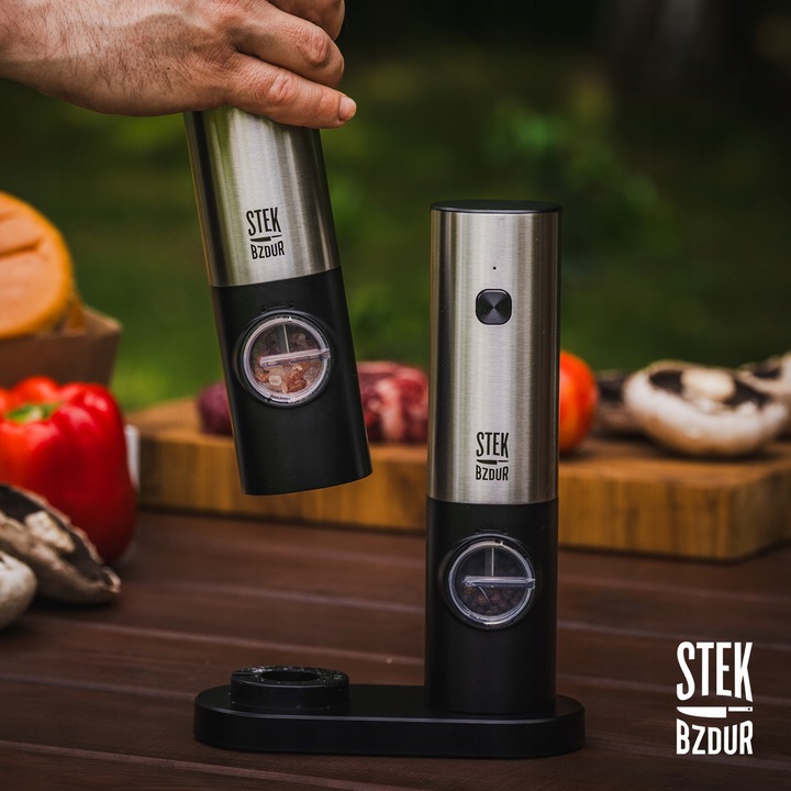 2x Elektryczny Młynek do Mielenia Pieprzu i Soli AKUMULATOR USB