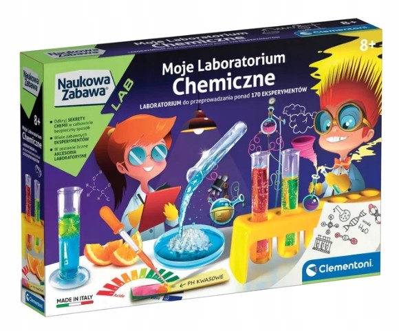 CLEMENTONI LABORATORIUM CHEMICZNE 150 doświadczeń dla dzieci +8 lat
