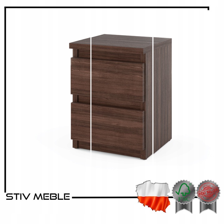 SZAFKA NOCNA Stolik 2 szuflady komoda Dąb Wenge nakastlik 30 CM do