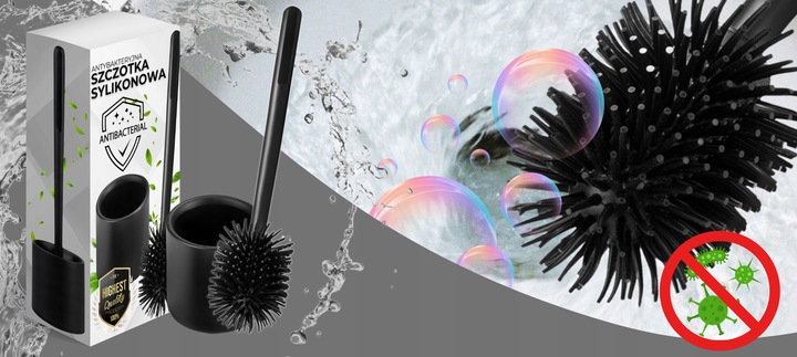 SZCZOTKA DO WC SILIKONOWA TOALETOWA DO ŁAZIENKI TOALETY CZARNA +