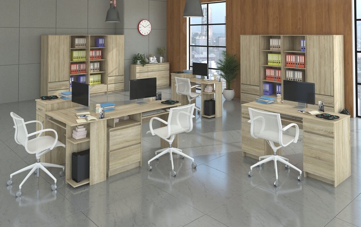 KOMODA 110CM SZAFKA 4 SZUFLADY 2 PÓŁKI SONOMA U1