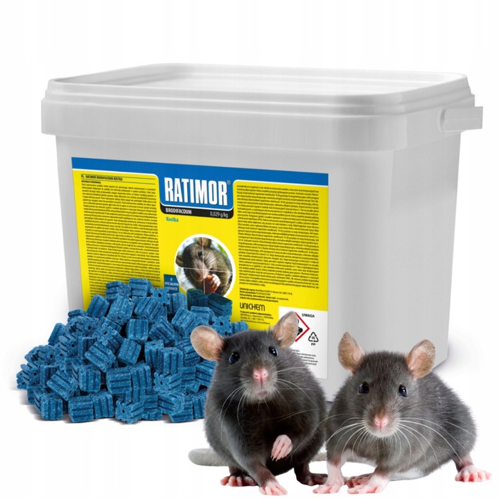 RATIMOR Trutka na myszy i szczury - Kostka woskowa Brodifakum 29ppm