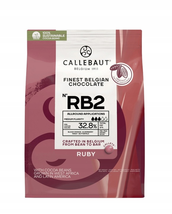CZEKOLADA BELGIJSKA różowa Ruby Callebaut 400g w kaletkach