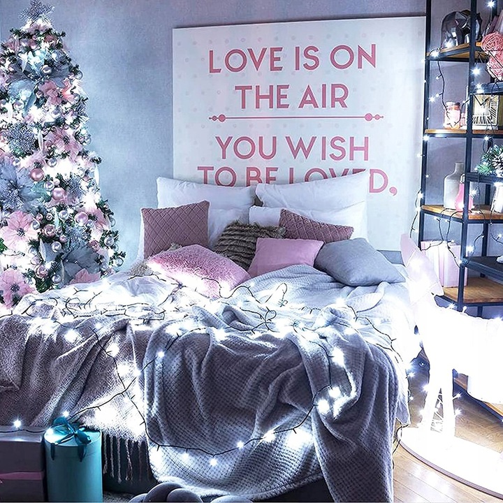 MOCNE LAMPKI CHOINKOWE 500 LED ZEWNĘTRZNE OZDOBY ŚWIĄTECZNE BIAŁY ZIMNY 35m