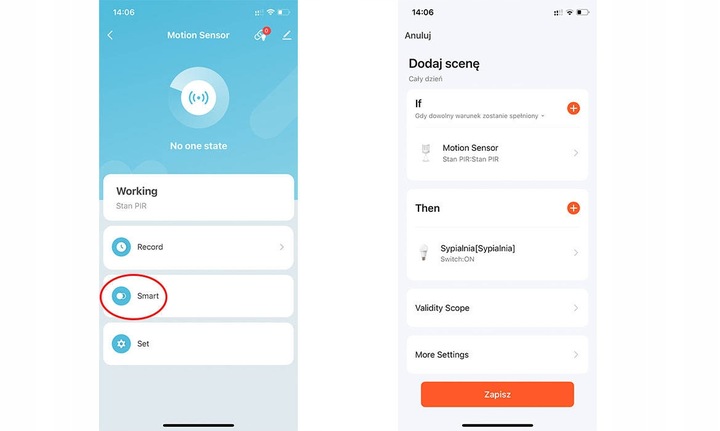 Czujnik RUCHU ZIGBEE 3.0 TUYA MINI PIR na baterie Inteligentny Smart Sensor