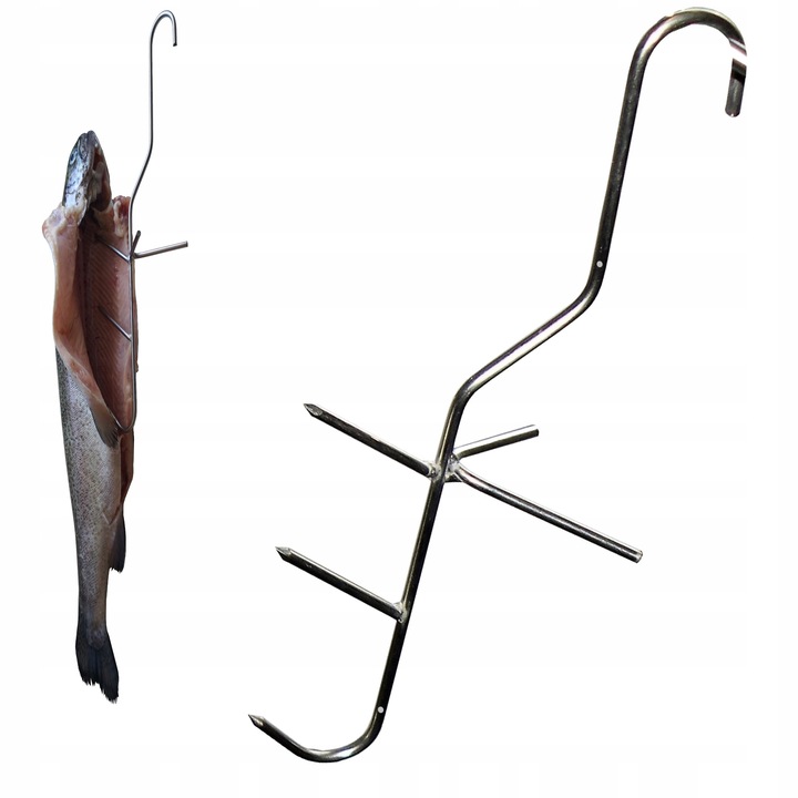 Hak haczyk wędzarniczy do wędzenia ryb potrójne z rozpórką 10 szt. ZUT
