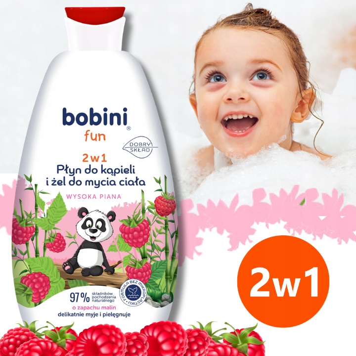 BOBINI Fun Płyn do Kąpieli Żel do Mycia dla Dzieci 2w1 Maxi Piana MIX 4x500