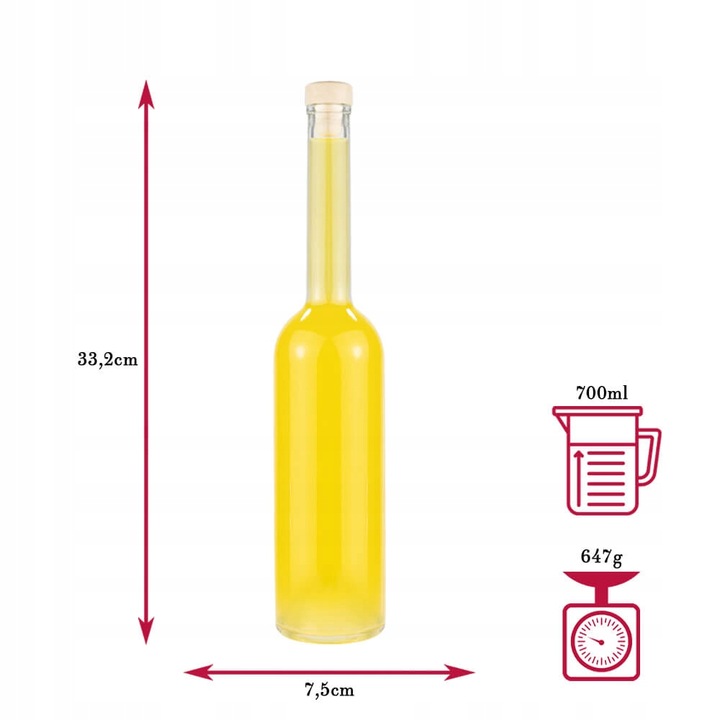 5x Butelki szklane FENICE 700ml NA NALEWKI WINO butelka szklana wysoka