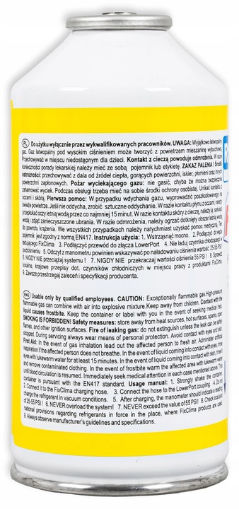 GAZ DO NAPEŁNIANIA KLIMATYZACJI AUT R134A CZYNNIK CHŁODNICZY 4W1 FIX KLIMY
