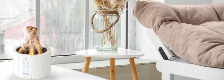 NAWILŻACZ POWIETRZA DYFUZOR LAMPKA NOCNA EFEKT PŁOMIENIA KOMINEK