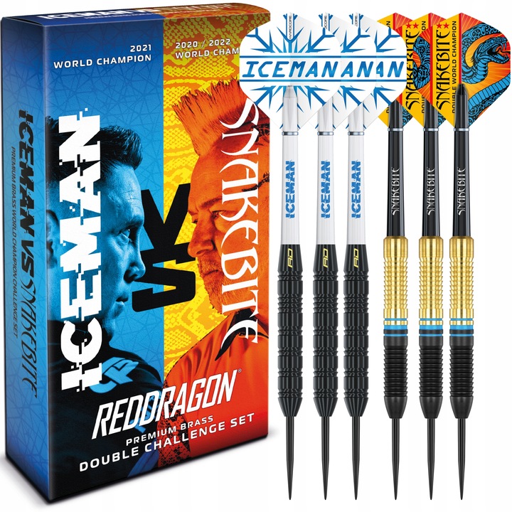RED DRAGON Snakebite 21g vs Iceman 22g - Zestaw 6 Mosiężnych Rzutek