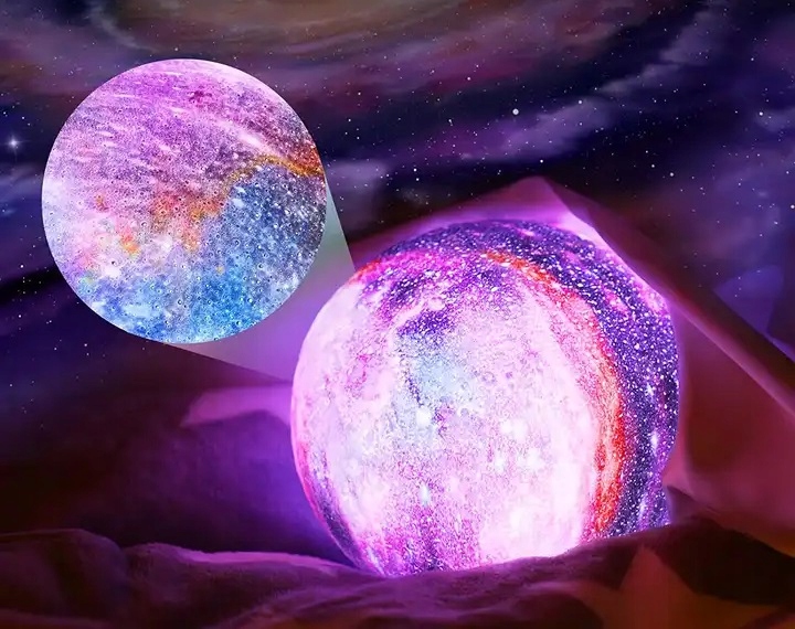 LAMPKA NOCNA LAMPA 3D Księżyc 48cm MOON LIGHT RGB Projektor Gwiazd + pilot