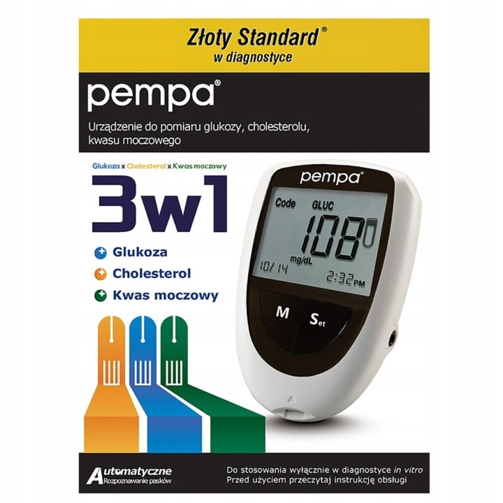Glokometr PEMPA BeneCheck 3w1 – glukoza, cholesterol, kwas moczowy