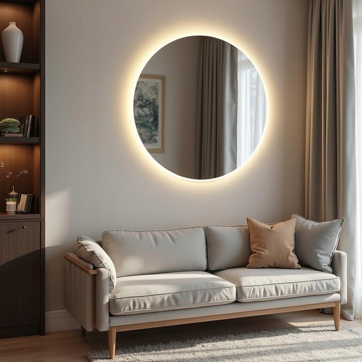 LUSTRO LED COB okrągłe 80 cm PODŚWIETLANE łazienkowe, uniwersalne IP67