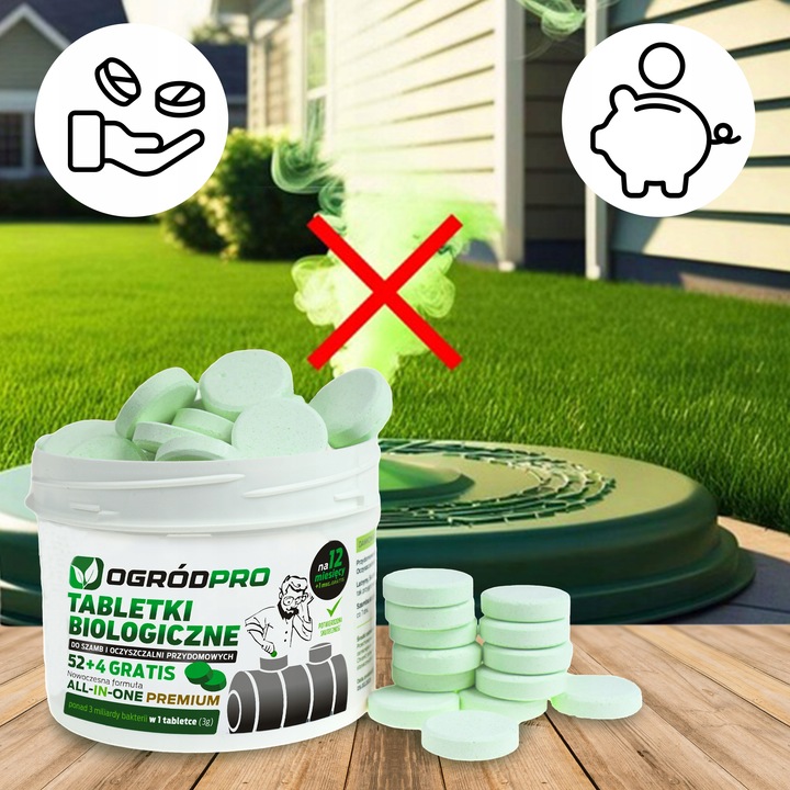 Tabletki Bakterie do szamba Oczyszczalni na Rok Tłuszcze All in One