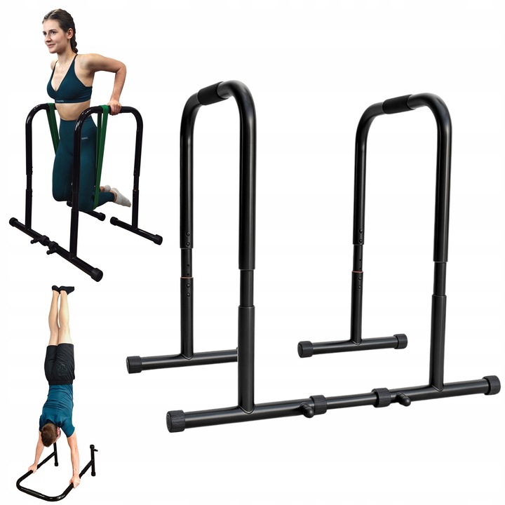 STABILNE STALOWE PORĘCZE DO DIPÓW ćwiczeń pompek, dipy WYSOKIE 90cm KUDDA