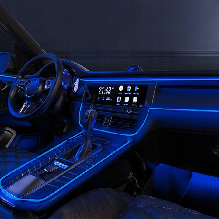 ŚWIATŁOWÓD EL WIRE LED RGB USB OŚWIETLENIE WNĘTRZA AUTA KABINY SAMOCHODU 4m